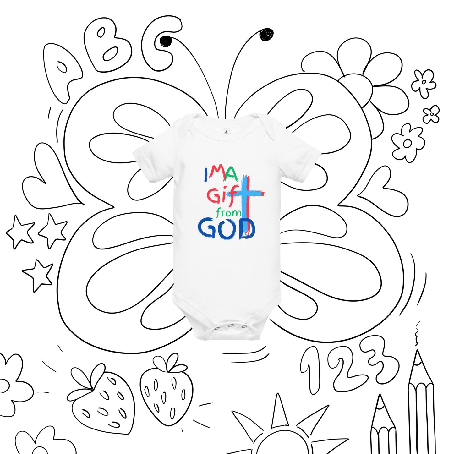 "I M A Gift from GOD" Baby short sleeve one piece - God's Armor Wear