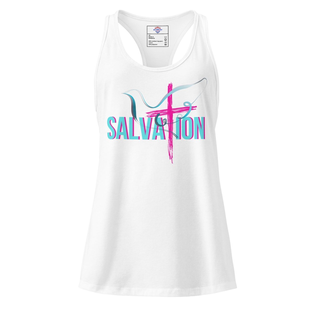 Salvation Cross W/Swan fitted racerback tank top - God's Armor Wear