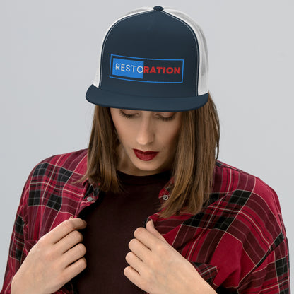 "Restoration" Ypng - 6006 Mesh Back, Flat Bill Trucker Cap - God's Armor Wear