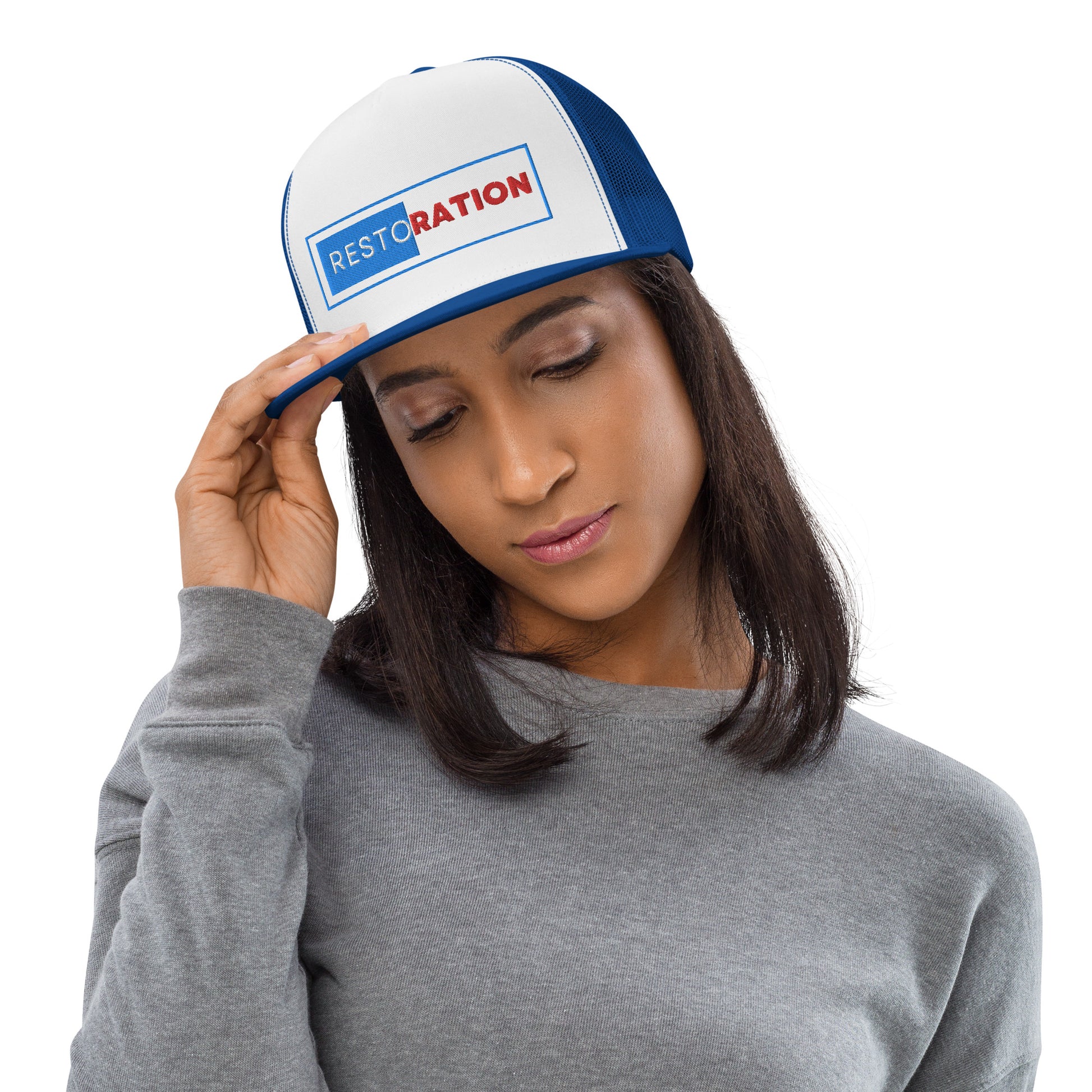 "Restoration" Ypng - 6006 Mesh Back, Flat Bill Trucker Cap - God's Armor Wear