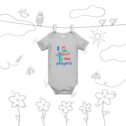 "I M the answer to your Prayers" Baby short sleeve one piece - God's Armor Wear