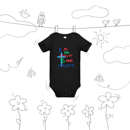 "I M the answer to your Prayers" Baby short sleeve one piece - God's Armor Wear