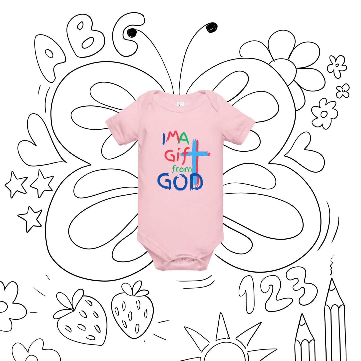 "I M A Gift from GOD" Baby short sleeve one piece - God's Armor Wear