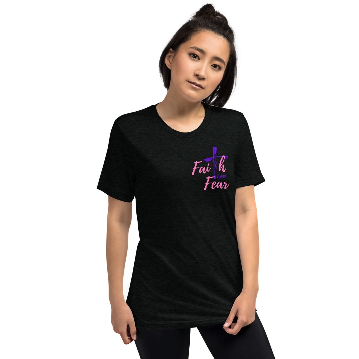 "Faith over Fear" Tri-Blend Pre Shrunk T-shirt P/P BC- 3413 - God's Armor Wear