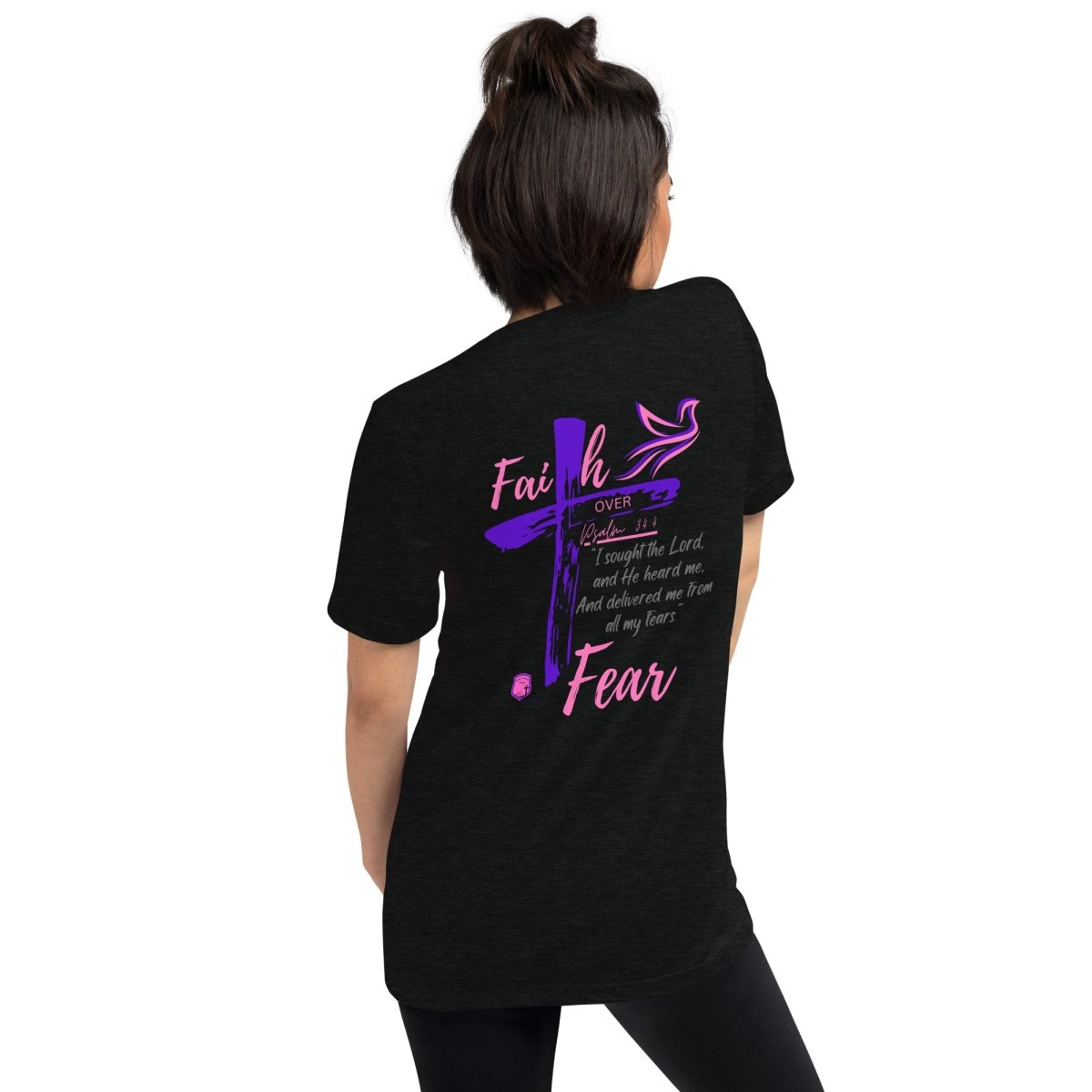 "Faith over Fear" Tri-Blend Pre Shrunk T-shirt P/P BC- 3413 - God's Armor Wear