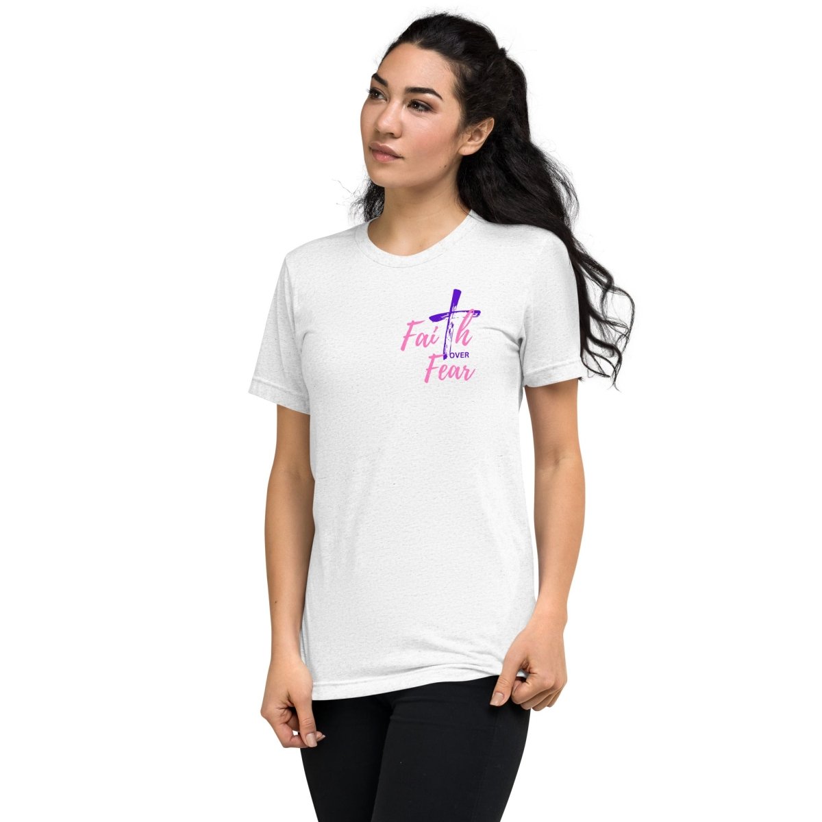 "Faith over Fear" Tri-Blend Pre Shrunk T-shirt P/P BC- 3413 - God's Armor Wear