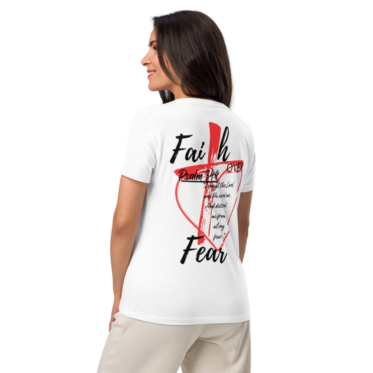 “Faith over Fear” Unisex V - Neck T-Shirt - God's Armor Wear