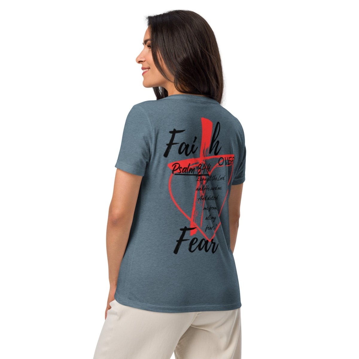 “Faith over Fear” Unisex V - Neck T-Shirt - God's Armor Wear