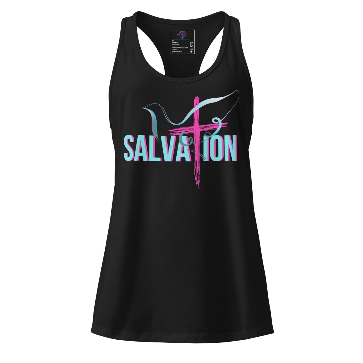 Salvation Cross W/Swan fitted racerback tank top - God's Armor Wear
