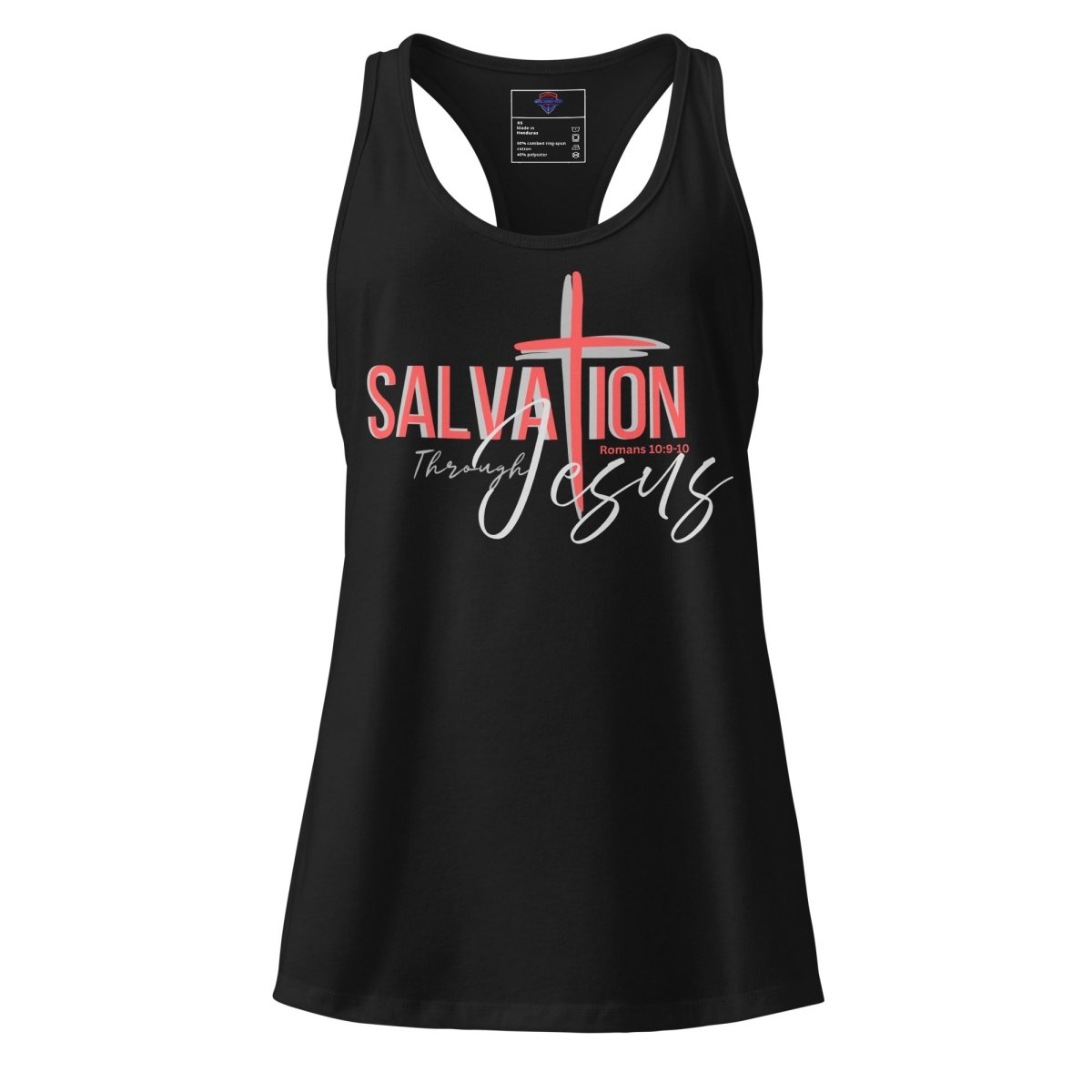 Salvation with cross fitted racerback tank top - God's Armor Wear