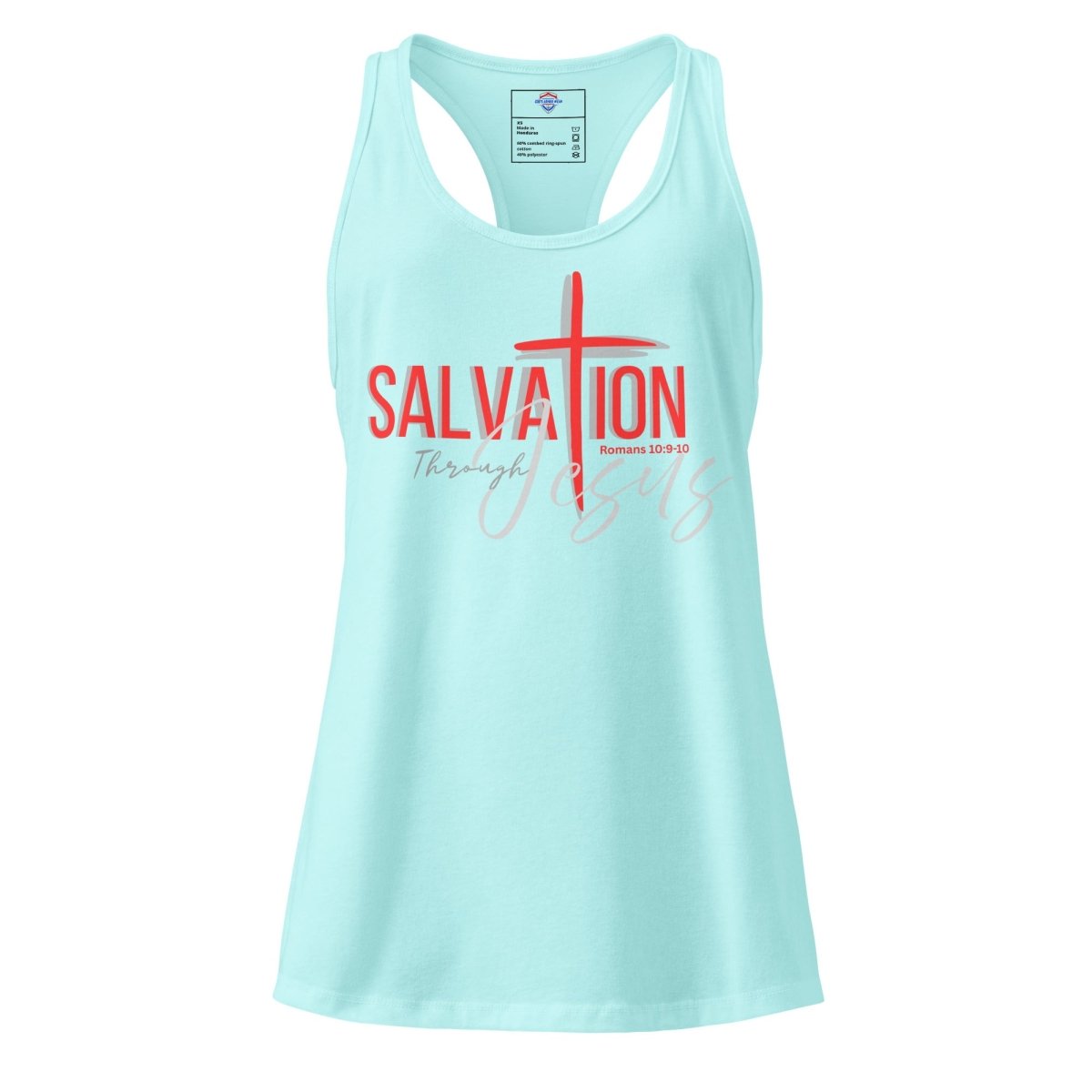 Salvation with cross fitted racerback tank top - God's Armor Wear