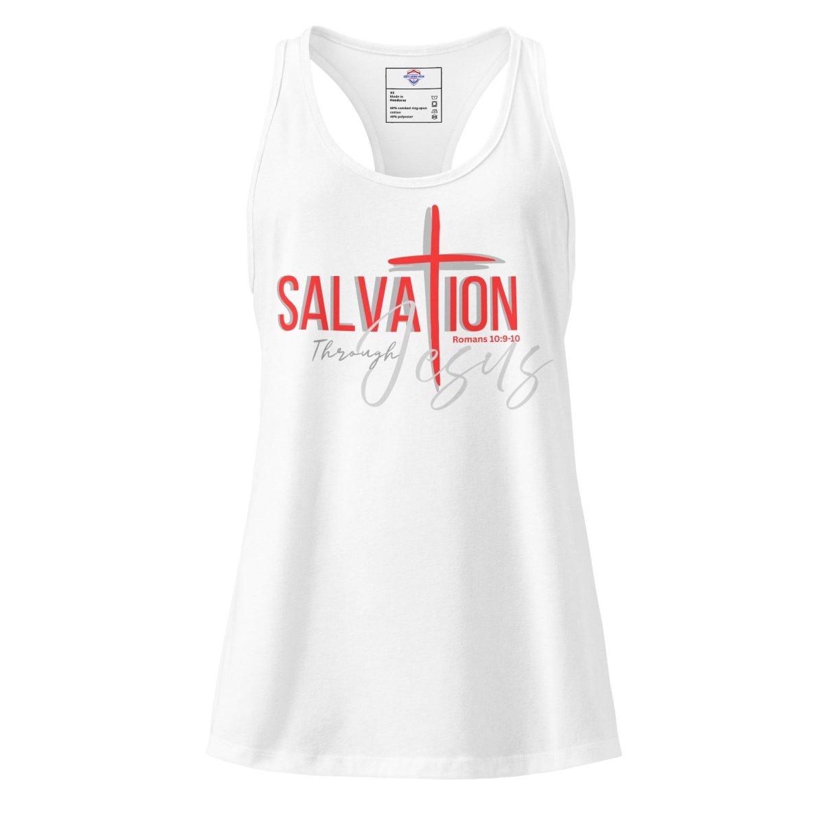 Salvation with cross fitted racerback tank top - God's Armor Wear