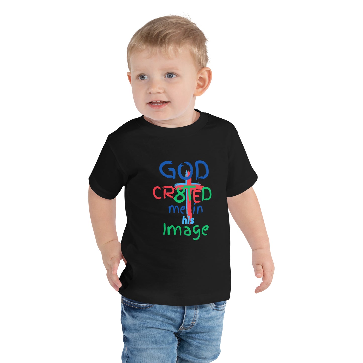 "God CR8tED Me in his Image" Toddler Short Sleeve Tee - God's Armor Wear