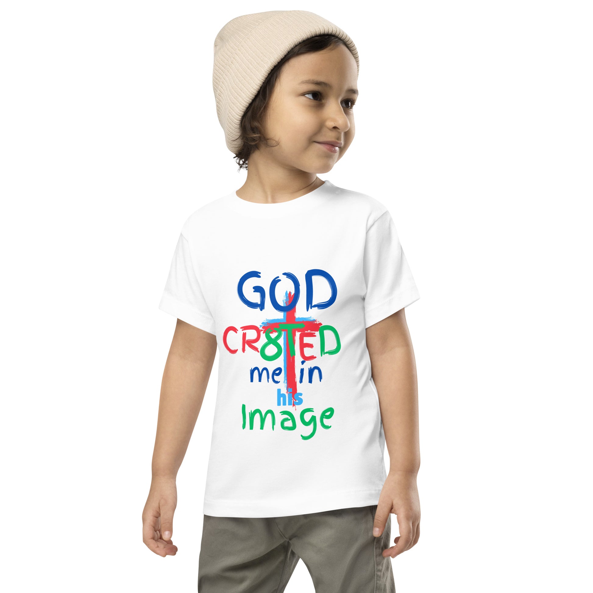 "God CR8tED Me in his Image" Toddler Short Sleeve Tee - God's Armor Wear