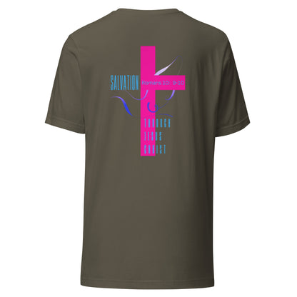 "Salvation Through Jesus Christ" preshrunk T-Shirt BC - 3001 - God's Armor Wear