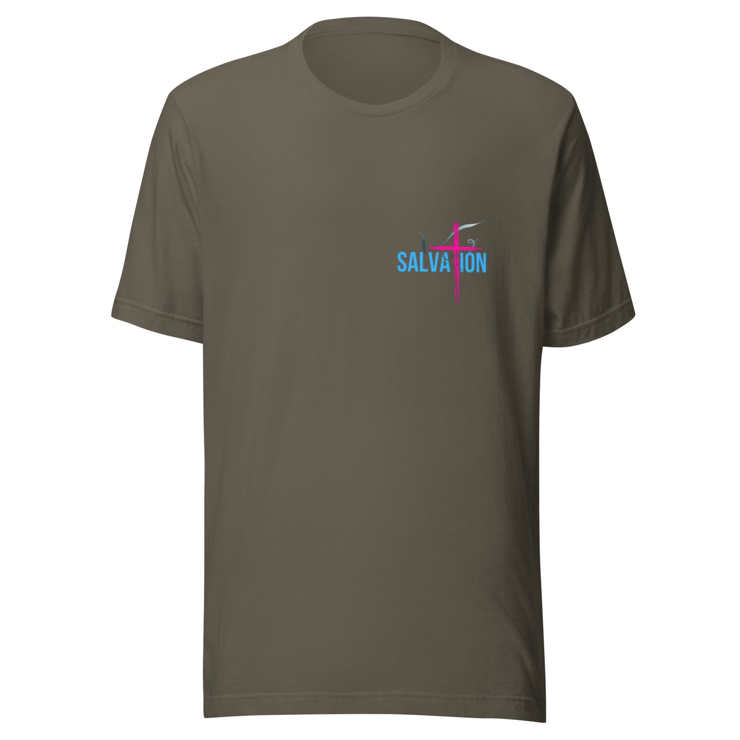 "Salvation Through Jesus Christ" preshrunk T-Shirt BC - 3001 - God's Armor Wear