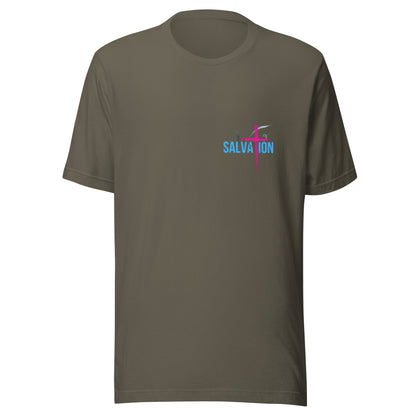 "Salvation Through Jesus Christ" preshrunk T-Shirt BC - 3001 - God's Armor Wear